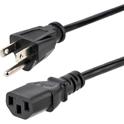12FT (3.6M) 18AWG FLEXIBLE COMPUTER POWER CABLE W/ NEMA 5-15P AND IEC 60320 C13
