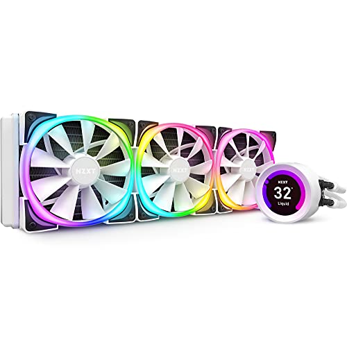 NZXT FN RL-KRZ73-RW KRAKEN Z SERIES AIO 360MM WHITE RGB FANS 2.36 LCD SCREEN (Like New)