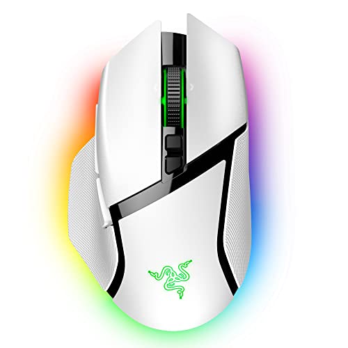 Razer Basilisk V3 Pro Customizable Wireless Gaming Mouse: Fast Optical Switches Gen-3 - HyperScroll Tilt Wheel - Chroma RGB - 11 Programmable Buttons - Focus Pro 30K Optical Sensor - White (Like New)
