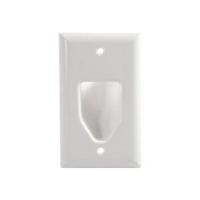 C2G 40594 Recessed Low Voltage Cable Pass Through Single Gang Wall Plate, White