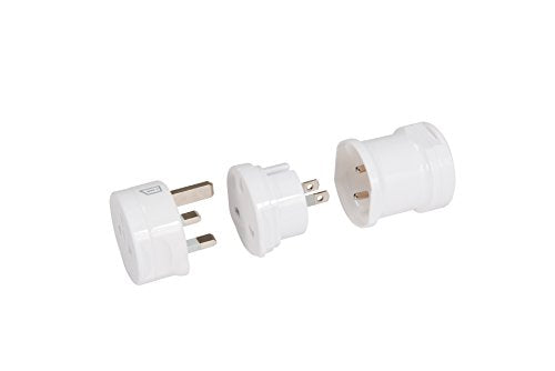 iStore World Travel Electrical Adapter Kit, 3-Tip Pack, 10 Amp, White (APK0102CAI)