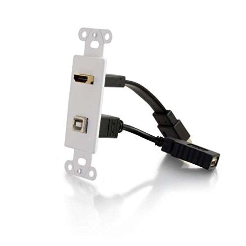 C2G 39702 HDMI and USB Pass Through Wall Plate, White