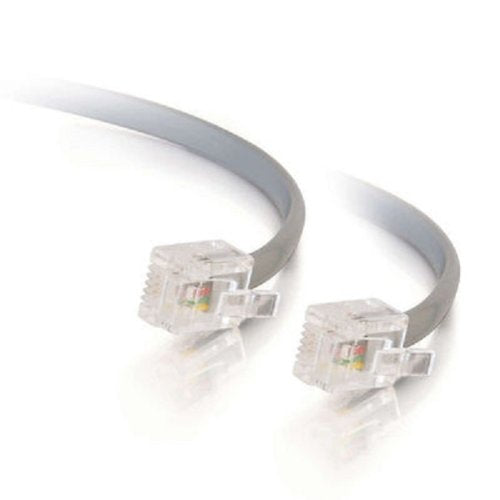 C2G 09593 RJ11 6P4C Straight Modular Cable, Silver (50 Feet, 15.24 Meters)