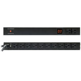 CyberPower PDU20M2F8R Metered PDU, 100-125V/20A, 10 Outlets, 1U Rackmount