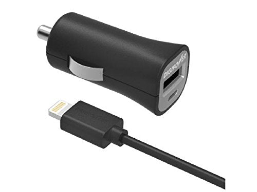 DIGIPOWER Instasense 2.4 Amp Single USB Car Charger with 5-Feet Lightning Cable Retail Packaging