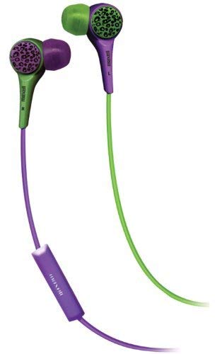 Maxell 190346 WT-MICGP Wild Things Headphones with Mic, Green and Purple
