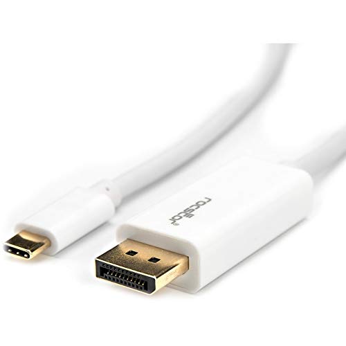 Rocstor Premium 10Ft/ 3M USB Type C to DisplayPort Cable - USB C to DP Cable - 4K 60Hz - White - DisplayPort/USB for Video Device, Monitor, Workstation, Projector, MacBook, Chromebook