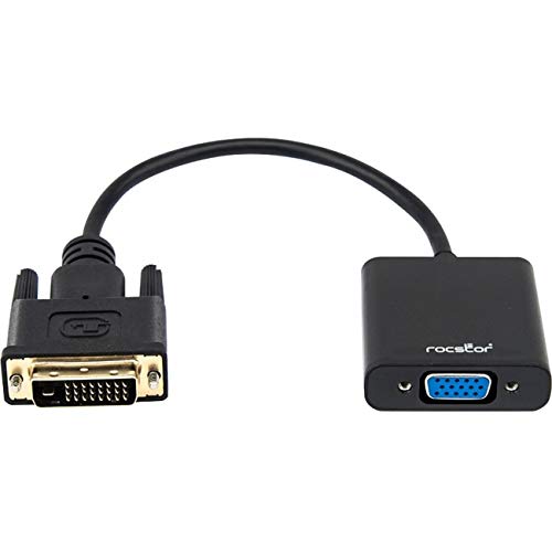 Rocstor Y10A198-B1 Premium DVI-D to VGA Active Adapter - Resolutions up to 1920x1200 - DVI/VGA for Monitor, Projector, Video Device, Notebook, Desktop Computer, 6", Black