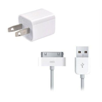 OEM Apple USB Power Adapter with Dock Connector Cable (White)