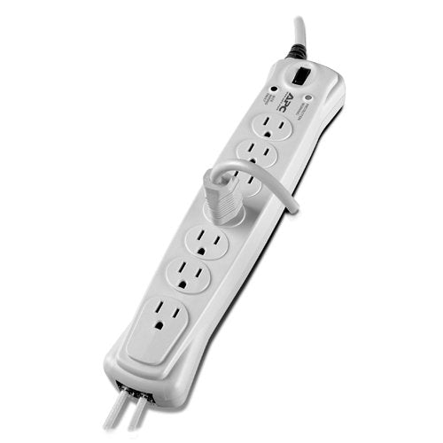 APC P7T10 7-Outlet Surge Protector 840 Joules with Telephone Protection, Surge Arrest, White