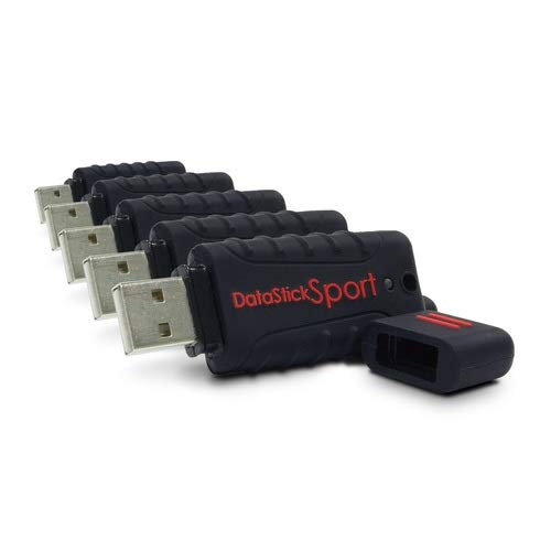 Centon Datastick Pro USB 2.0 Flash Drives, 64GB, Sport Black, Pack of 5 Flash Drives, S1-U2W1-64G-5B