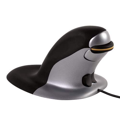 Fellowes 9894691 Penguin Ambidextrous Mouse Wired - Medium, Black/Silver
