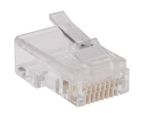 100pk Rj45 Plugs for Flat Solid / Stranded Conductor Cable