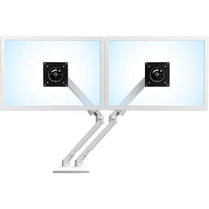 Ergotron MXV Desk Dual Monitor Arm - Adjustable arm for 2 Monitors (Low Profile) - White - Screen Size: up to 24" - Desk-mountable