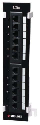 INTELLINET 12-Port Cat5e Wall-Mount Patch Panel Compatible with 110 and Krone Punch Down Tools (162470)
