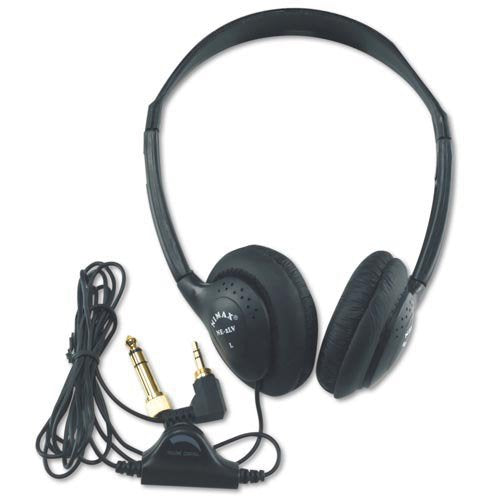AmpliVox SL1006 Personal Multimedia Stereo Headphones with Volume Control - Black