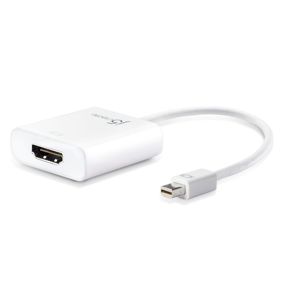Mini DisplayPort to HDMI Adapter by j5create | Thunderbolt for MacBook, Apple iMac (White)