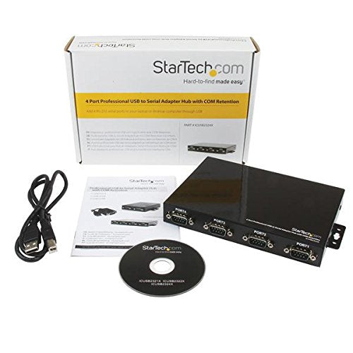 2V07327 - StarTech.com 4 Port Wall Mountable USB to Serial Adapter Hub with COM Retention
