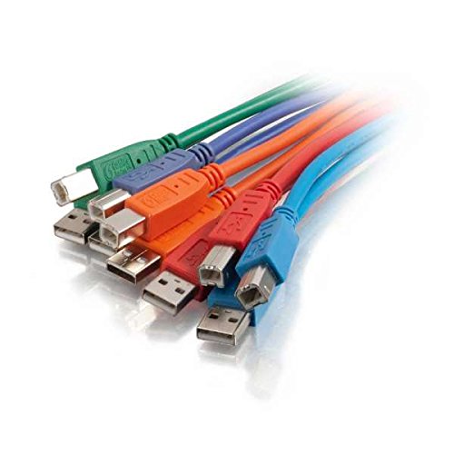 C2G 35679 USB Cable - USB 2.0 A Male to B Male Cable Multi-color Multipack (5 Pack) for Printers, Scanners, Brother, Canon, Dell, Epson, HP and more (6.6 Feet, 2 Meters)