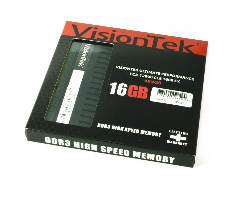 VisionTek 16GB (4x4GB) DDR3 1600 MHz (PC3-12800) CL8 DIMM Tall Heat Spreader Kit, Desktop Memory - 900457