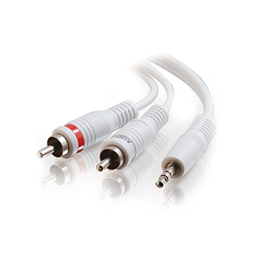 C2G 40373 One 3.5mm Stereo Male to Two RCA Stereo Male Audio Y-Cable, White (50 Feet, 15.24 Meters)