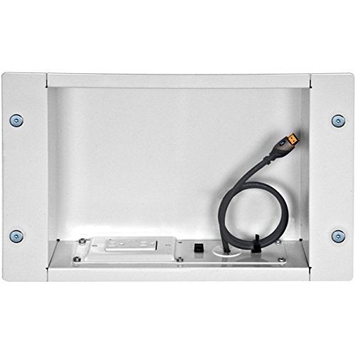 Large Recessed Cable Management and Storage Box with Surge Protected Duplex Powe
