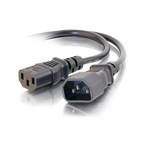 C2G 03142 18 AWG Computer Power Extension Cord - IEC320C14 to IEC320C13, TAA Compliant, Black (2 Feet, 0.60 Meters)