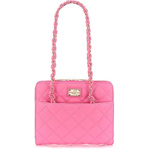 Sandy Lisa St. Tropez Quilted Purse, Carrying Bag for Tablet, Pink/Gold