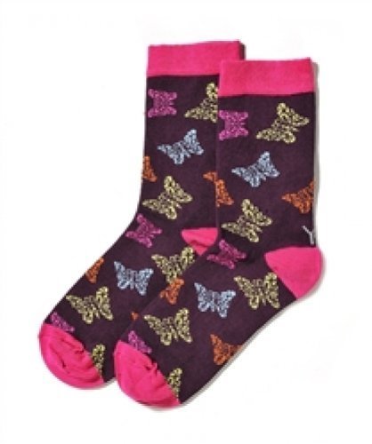 Yo Sox Multi-Color Butterfly Funky Women's Crew Socks for Dress or Casual Wear Size 5-10