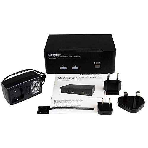 STARTECH.COM 2 Port Dual DISPLAYPORT USB KVM Switch with Audio & USB 2.0 HUB