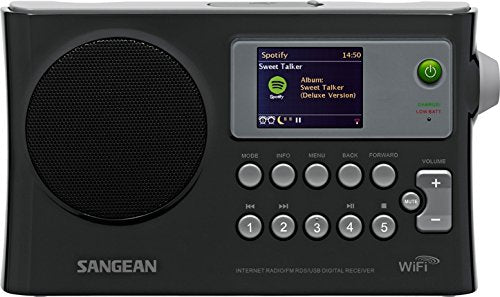 Sangean WFR-28 Rechargeable Portable WiFi Internet Radio (Black)