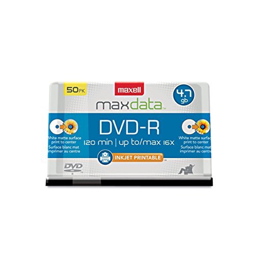 Maxell 50-Pack DVDR 8X 4.7GB Print To Center 638022 (White Matte)