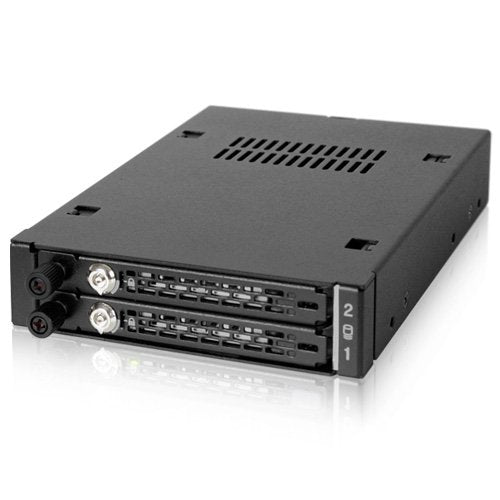 ICY DOCK MB492SKL-B Tough Armor EX Industrial Rugged Full Metal 2X 2.5 SATA/SAS HDD & SSD Mobile Rack for External 3.5" Drive Bay, Black