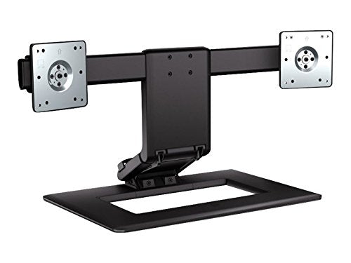 HP Adjustable Dual Display Stand for 24inch Monitors, Black/Silver