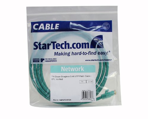 StarTech.com N6PATCH7GN Gigabit Snagless RJ45 UTP Cat6 Patch Cable, 7-Feet (Green)