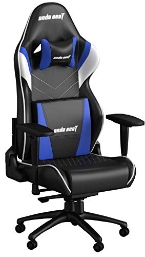 [Large Size Big and Tall 400lb Gaming Racing Chair]Anda Seat Assassin King Series High Back Ergonomic Computer Office Chair E-Sports Chair with Adjustable Headrest and Lumbar Support(Black/White/Blue)