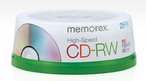 Memorex 3202-3424 80-Minute CD-RW 4x-12x High Speed Spindle, 25-Pack