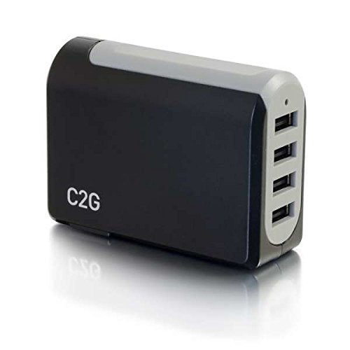 C2G 20277 4-Port USB Wall Charger - AC to USB Adapter, 5V 4.8A Output