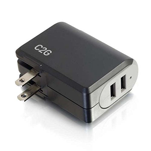 C2G 20276 2-Port USB Wall Charger - AC to USB Adapter, 5V 4.8A Output