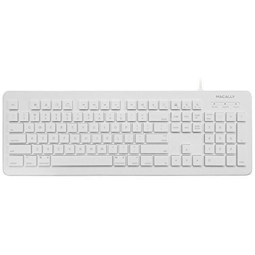 Macally Full Size USB Wired Computer Keyboard for Mac and Windows PC with 15 Apple Shortcut Keys and Numeric Keypad (MKEYX)