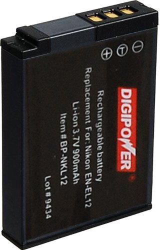 Digipower BP-NKL12 Replacement Li-Ion Battery for Nikon EN-EL12 for use with Coolpix S1000pj, S1100pj, S6000, S610, S620, S630, S640, S70, S710, S8000, and S8100 Digital Cameras