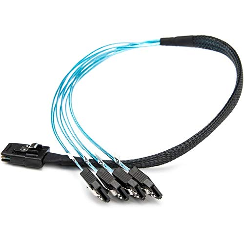 Rocstor 20in/50cm Serial Attached SCSI SAS Cable-SFF-8087 to 4X SATA Latching