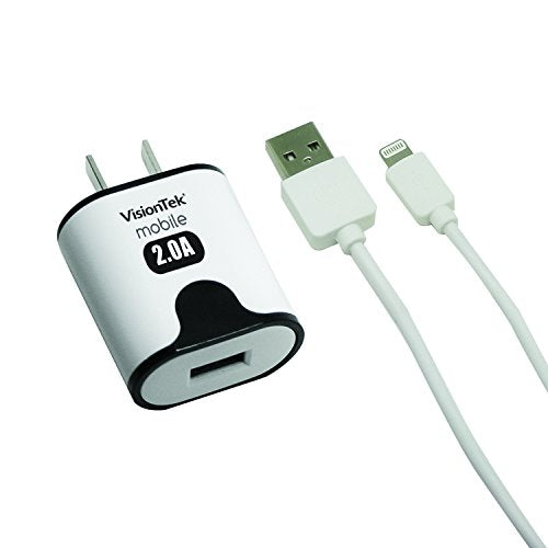 VisionTek 2 Amp Home Wall Charger with 3.2' Lightning Cable, White