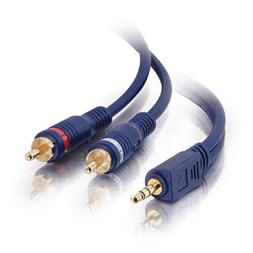 C2G 40616 Velocity One 3.5mm Stereo Male to Two RCA Stereo Male Y-Cable, Blue (25 Feet, 7.62 Meters)
