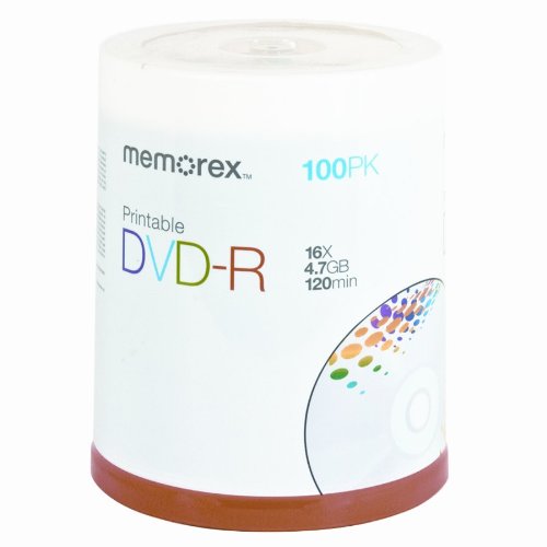 Memorex DVD-R 16x 4.7GB 100 Pack Spindle Printable