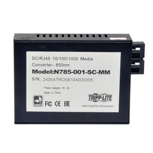 Tripp Lite N785-001-SC-MM SC Multimode Fiber Media Converter Gigabit 10/100/1000 RJ45 Black
