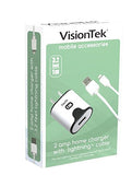 VisionTek 2 Amp Home Wall Charger with 3.2' Lightning Cable, White
