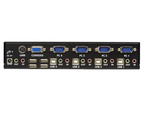 StarTech.com 4 Port Rack Mountable USB KVM Switch with Audio & USB Hub - KVM/Audio/USB Switch - 4 x KVM/Audio/USB - 1 Local User - Desktop - SV431USBAE