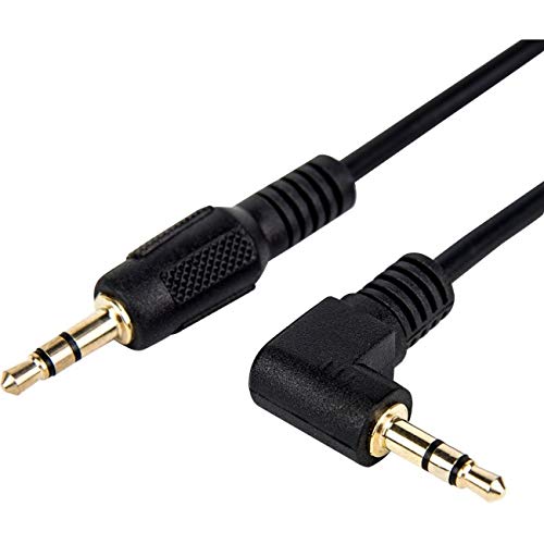 Rocstor Premium Slim 3.5mm to Right Angle Stereo Audio Cable 3 Ft - M/- Mini-Phone Male Stereo Audio Male to Right Angle Male- .3M - black - for Smartphone, Mobile Phones, iPhone (with Headphone Jack), iPod and MP3 Player