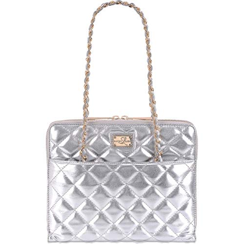 Sandy Lisa St. Tropez Quilted Purse, Carrying Bag for Tablet, Silver/Gold